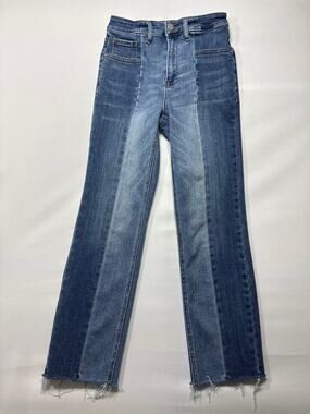 Risen Jeans Women's 2-Tone Straight‎ Leg Stretch Blue Jeans - Size 5/27 (26x27)